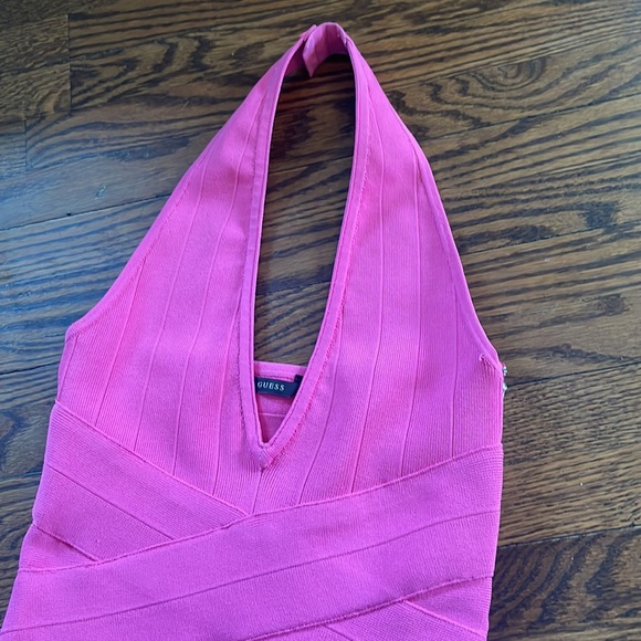 Guess Super Girly Hot Pink BodyCon Halter Bandage  Dress - Picture 7 of 8